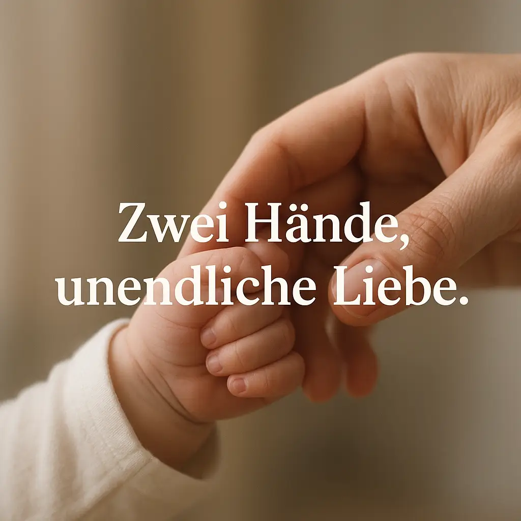 Nahaufnahme: Babyhand hält elterlichen Finger, sanftes Tageslicht.